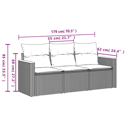 Set Divano Da Giardino 3 Pz Con Cuscini Beige In Polyrattan