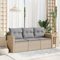 Set Divano Da Giardino 3 Pz Con Cuscini Beige Misto Polyrattan