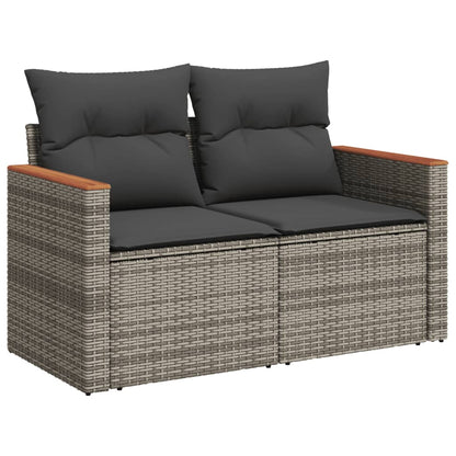 Set Divani Da Giardino 3 Pz Con Cuscini Grigio In Polyrattan