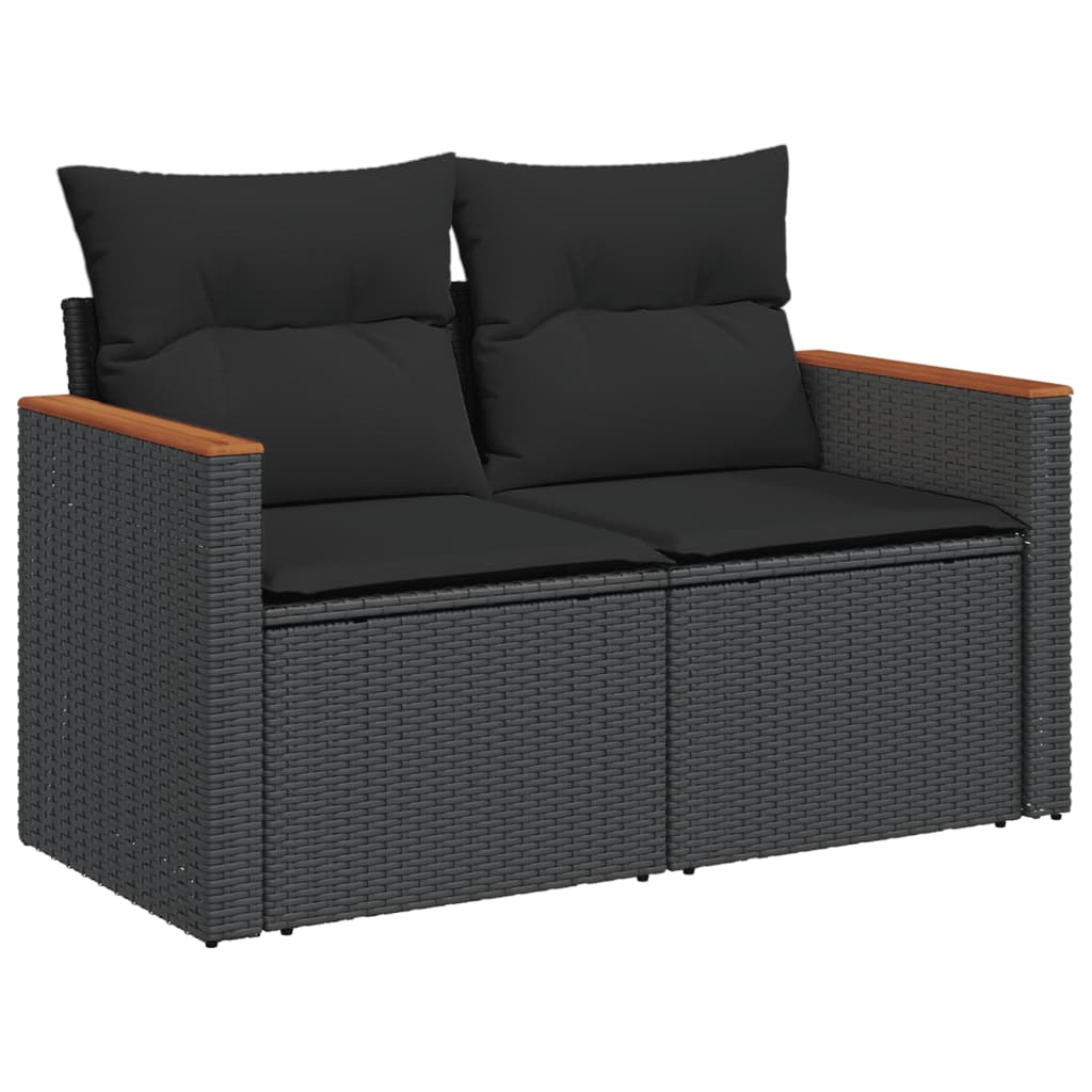 Set Divani Da Giardino 4 Pz Con Cuscini Nero In Polyrattan