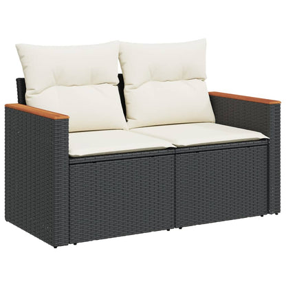 Set Divani Da Giardino 4 Pz Con Cuscini Nero In Polyrattan