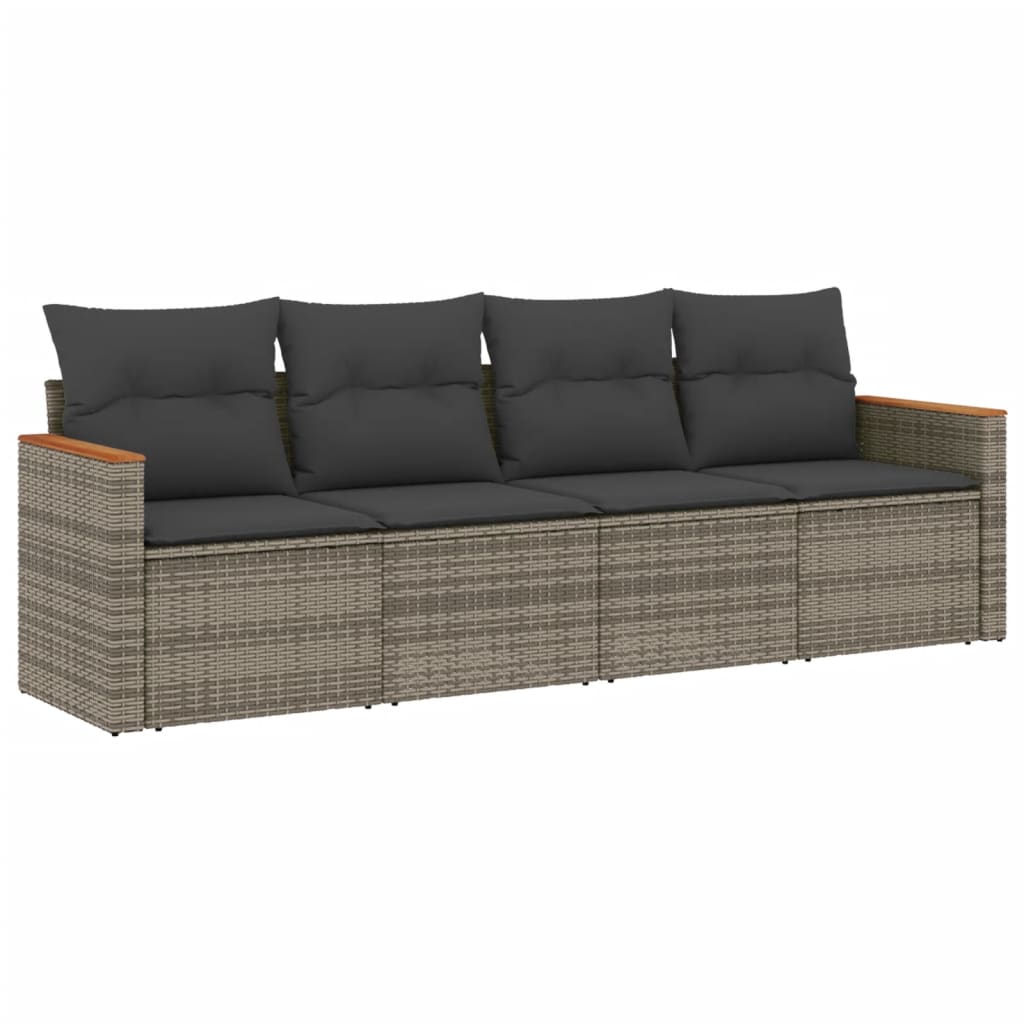 Set Divani Da Giardino 4 Pz Con Cuscini In Polyrattan Grigio