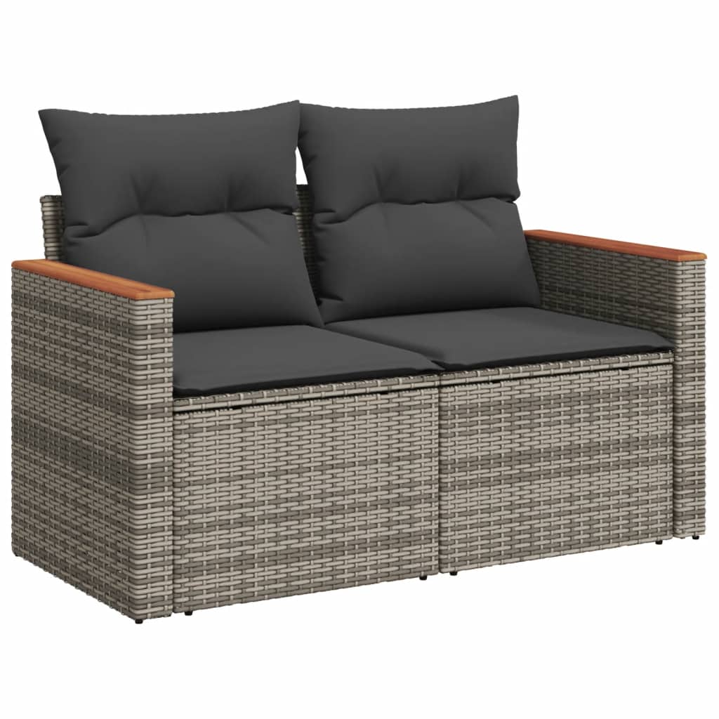 Set Divani Da Giardino 4 Pz Con Cuscini In Polyrattan Grigio