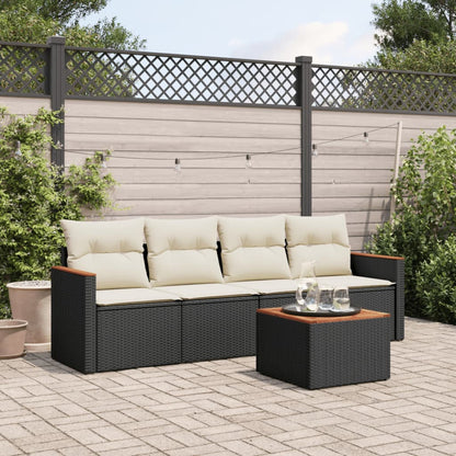 Set Divani Da Giardino 5 Pz Con Cuscini In Polyrattan Nero