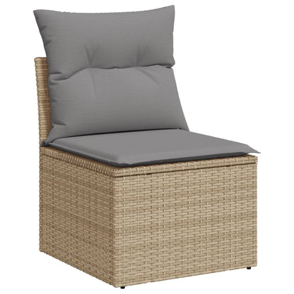 Set Divano Da Giardino 5 Pz Con Cuscini Beige Misto Polyrattan