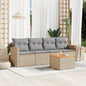 Set Divano Da Giardino 5 Pz Con Cuscini Beige Misto Polyrattan