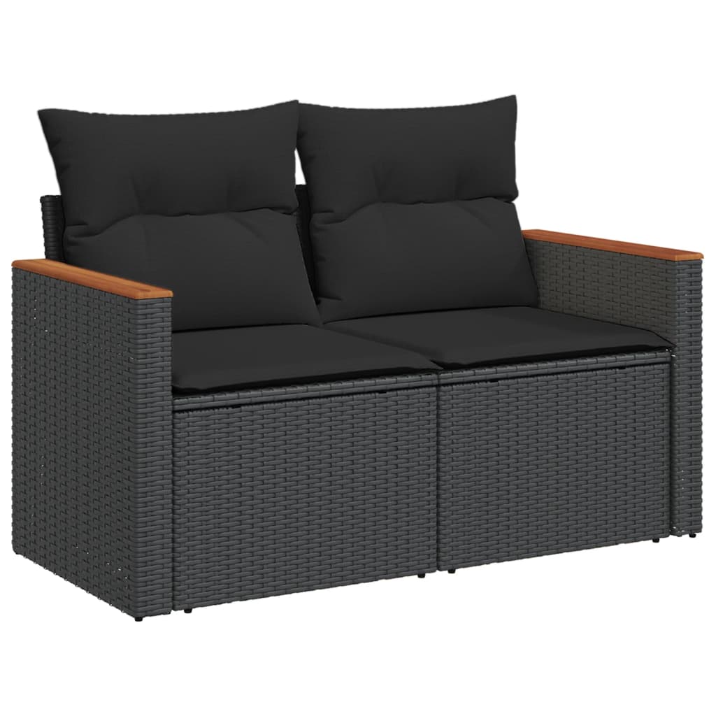 Set Divani Da Giardino 5 Pz Con Cuscini In Polyrattan Nero