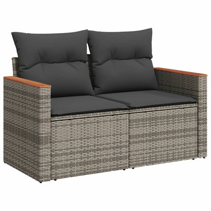 Set Divano Da Giardino 5 Pz Con Cuscini Grigio In Polyrattan