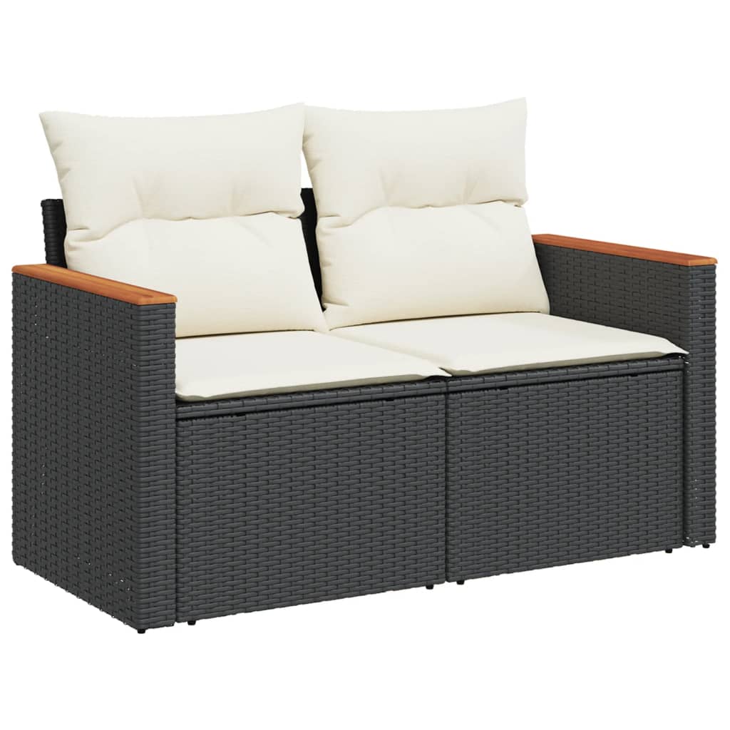 Set Divano Da Giardino 6 Pz Con Cuscini Nero In Polyrattan