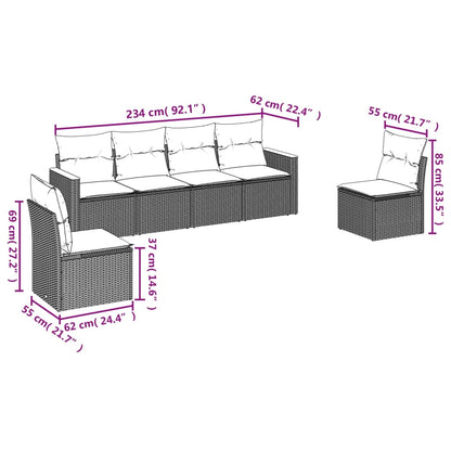 Set Divano Da Giardino 6 Pz Con Cuscini Grigio In Polyrattan