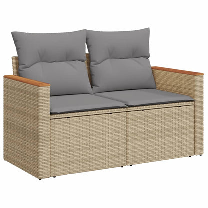 Set Divano Da Giardino 4 Pz Con Cuscini Beige Misto Polyrattan