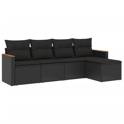 Set Divani Da Giardino 5 Pz Con Cuscini In Polyrattan Nero