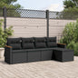 Set Divani Da Giardino 5 Pz Con Cuscini In Polyrattan Nero