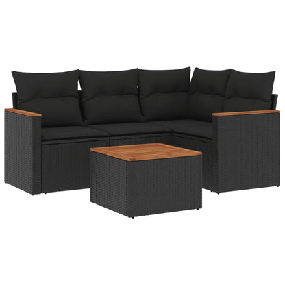 Set Divani Da Giardino 5 Pz Con Cuscini In Polyrattan Nero