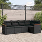 Set Divani Da Giardino 5 Pz Con Cuscini In Polyrattan Nero