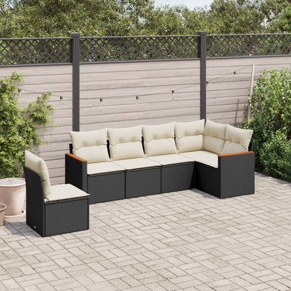 Set Divano Da Giardino 6 Pz Con Cuscini Nero In Polyrattan