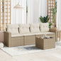 Set Divano Da Giardino 5 Pz Con Cuscini Beige In Polyrattan