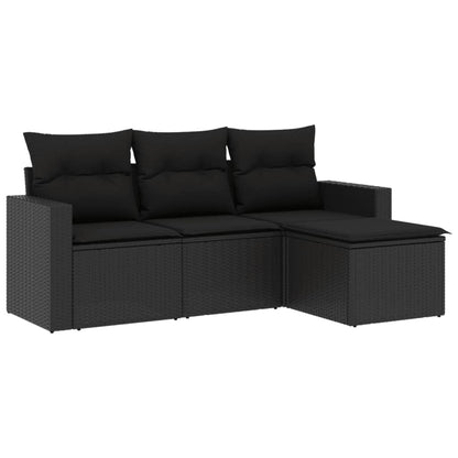 Set Divani Da Giardino 4 Pz Con Cuscini Nero In Polyrattan