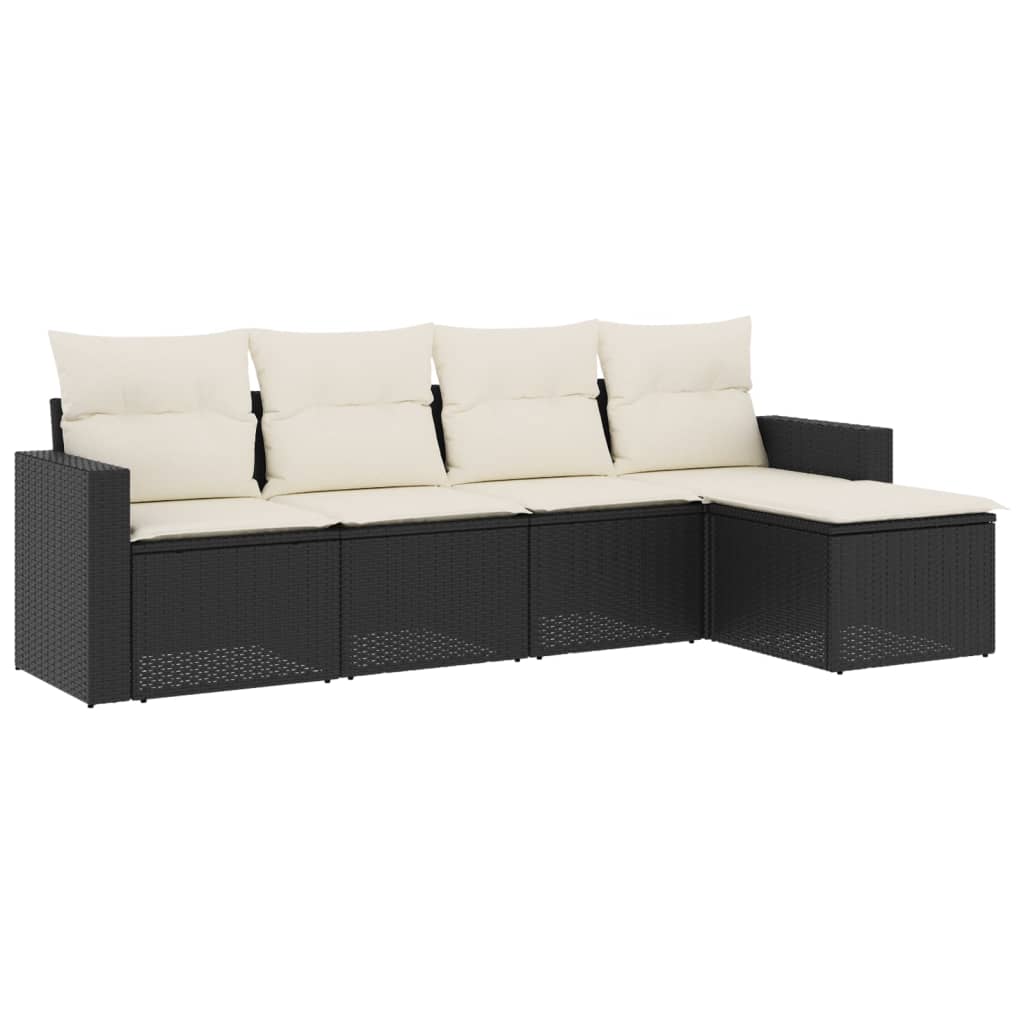 Set Divani Da Giardino 5 Pz Con Cuscini In Polyrattan Nero