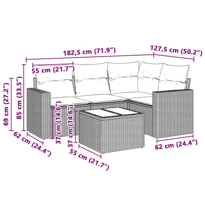 Set Divano Da Giardino 5pz Con Cuscini Grigio Chiaro Polyrattan