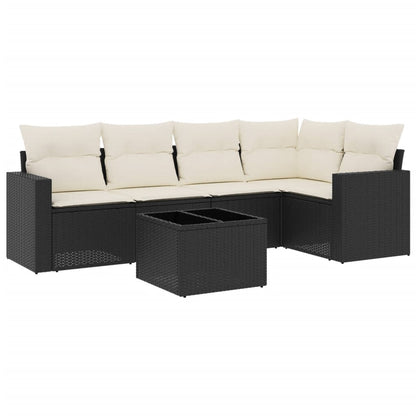 Set Divano Da Giardino 6 Pz Con Cuscini Nero In Polyrattan