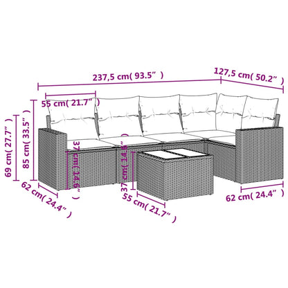 Set Divano Da Giardino 6 Pz Con Cuscini Nero In Polyrattan