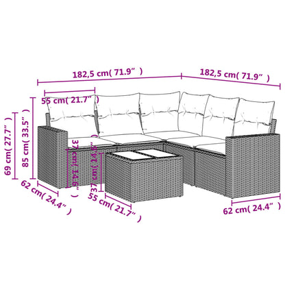 Set Divano Da Giardino 6 Pz Con Cuscini Nero In Polyrattan