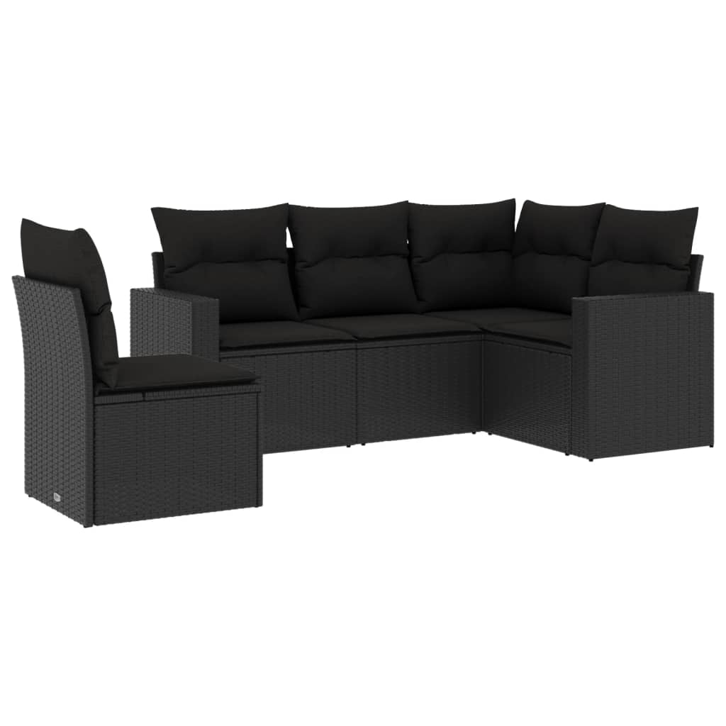 Set Divani Da Giardino 5 Pz Con Cuscini In Polyrattan Nero