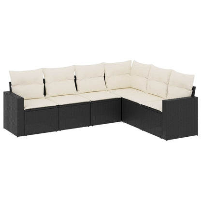 Set Divano Da Giardino 6 Pz Con Cuscini Nero In Polyrattan