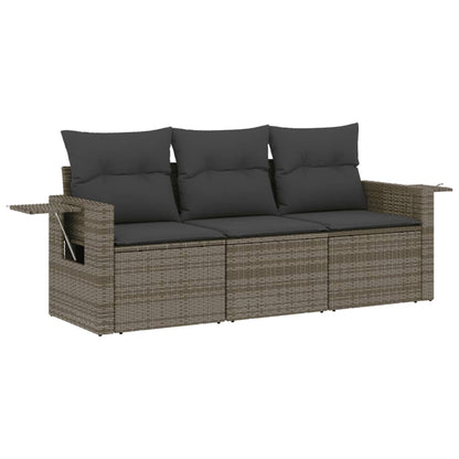 Set Divani Da Giardino 3 Pz Con Cuscini Grigio In Polyrattan