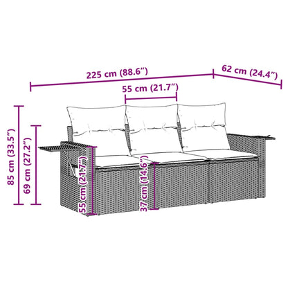 Set Divano Da Giardino 3pz Con Cuscini Grigio Chiaro Polyrattan