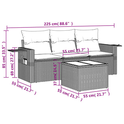 Set Divani Da Giardino 4 Pz Con Cuscini Nero In Polyrattan