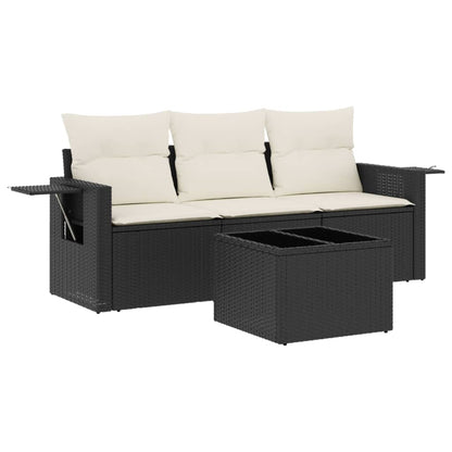 Set Divani Da Giardino 4 Pz Con Cuscini Nero In Polyrattan