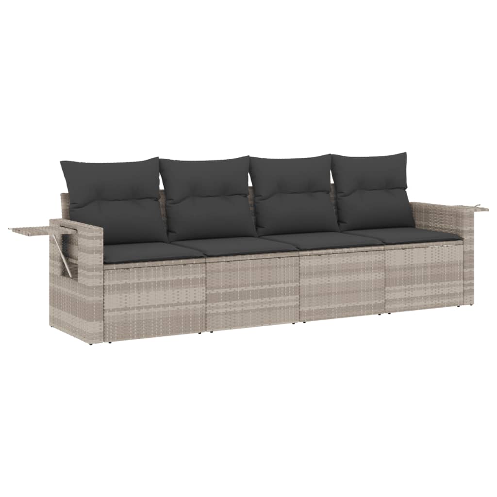 Set Divano Da Giardino 4pz Con Cuscini Grigio Chiaro Polyrattan