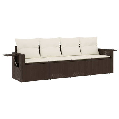 Set Divano Da Giardino 4 Pz Con Cuscini Marrone In Polyrattan