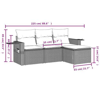 Set Divani Da Giardino 4 Pz Con Cuscini Nero In Polyrattan