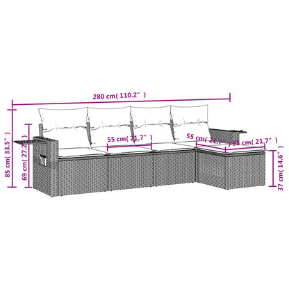 Set Divani Da Giardino 5 Pz Con Cuscini In Polyrattan Nero