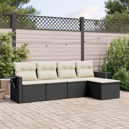 Set Divani Da Giardino 5 Pz Con Cuscini In Polyrattan Nero