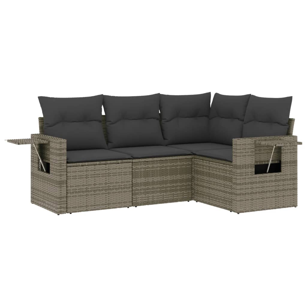 Set Divani Da Giardino 4 Pz Con Cuscini In Polyrattan Grigio