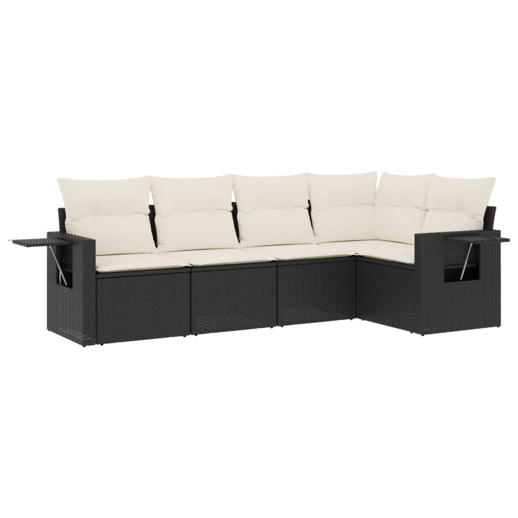 Set Divani Da Giardino 5 Pz Con Cuscini In Polyrattan Nero