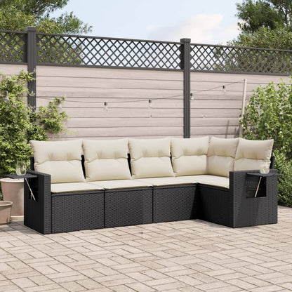 Set Divani Da Giardino 5 Pz Con Cuscini In Polyrattan Nero