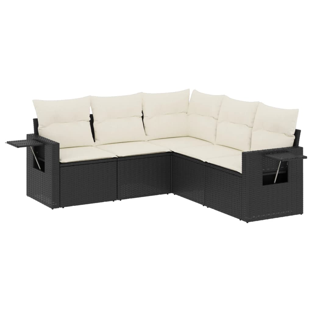 Set Divani Da Giardino 5 Pz Con Cuscini In Polyrattan Nero