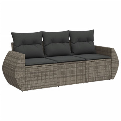 Set Divani Da Giardino 3 Pz Con Cuscini Grigio In Polyrattan