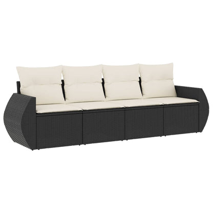 Set Divani Da Giardino 4 Pz Con Cuscini Nero In Polyrattan