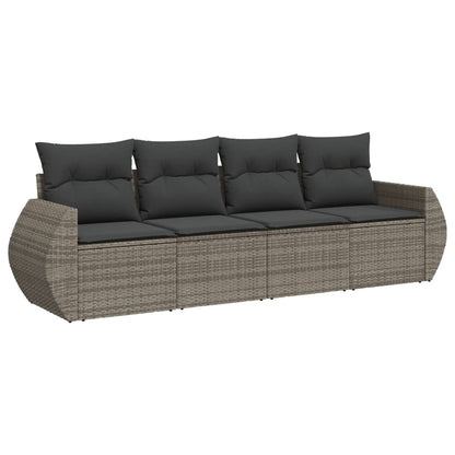 Set Divani Da Giardino 4 Pz Con Cuscini In Polyrattan Grigio