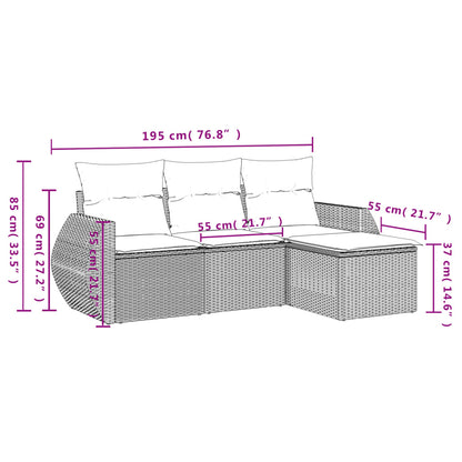 Set Divani Da Giardino 4 Pz Con Cuscini Nero In Polyrattan