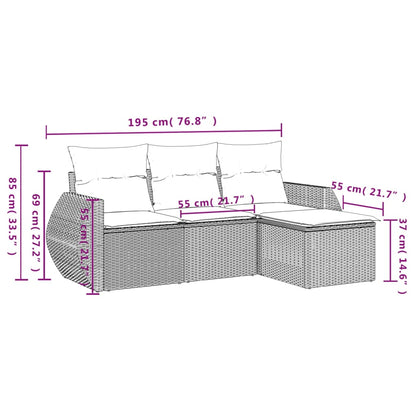 Set Divano Da Giardino 4 Pz Con Cuscini Beige In Polyrattan