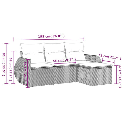 Set Divano Da Giardino 4pz Con Cuscini Grigio Chiaro Polyrattan