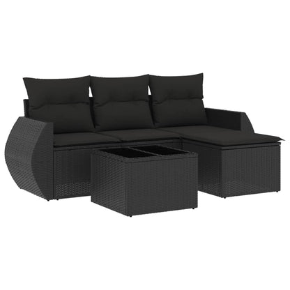 Set Divani Da Giardino 5 Pz Con Cuscini In Polyrattan Nero