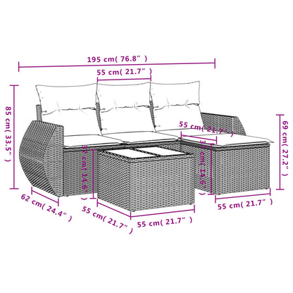 Set Divani Da Giardino 5 Pz Con Cuscini In Polyrattan Nero